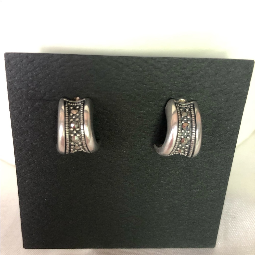 Swarovski Markasite accent Staring silver earrings
